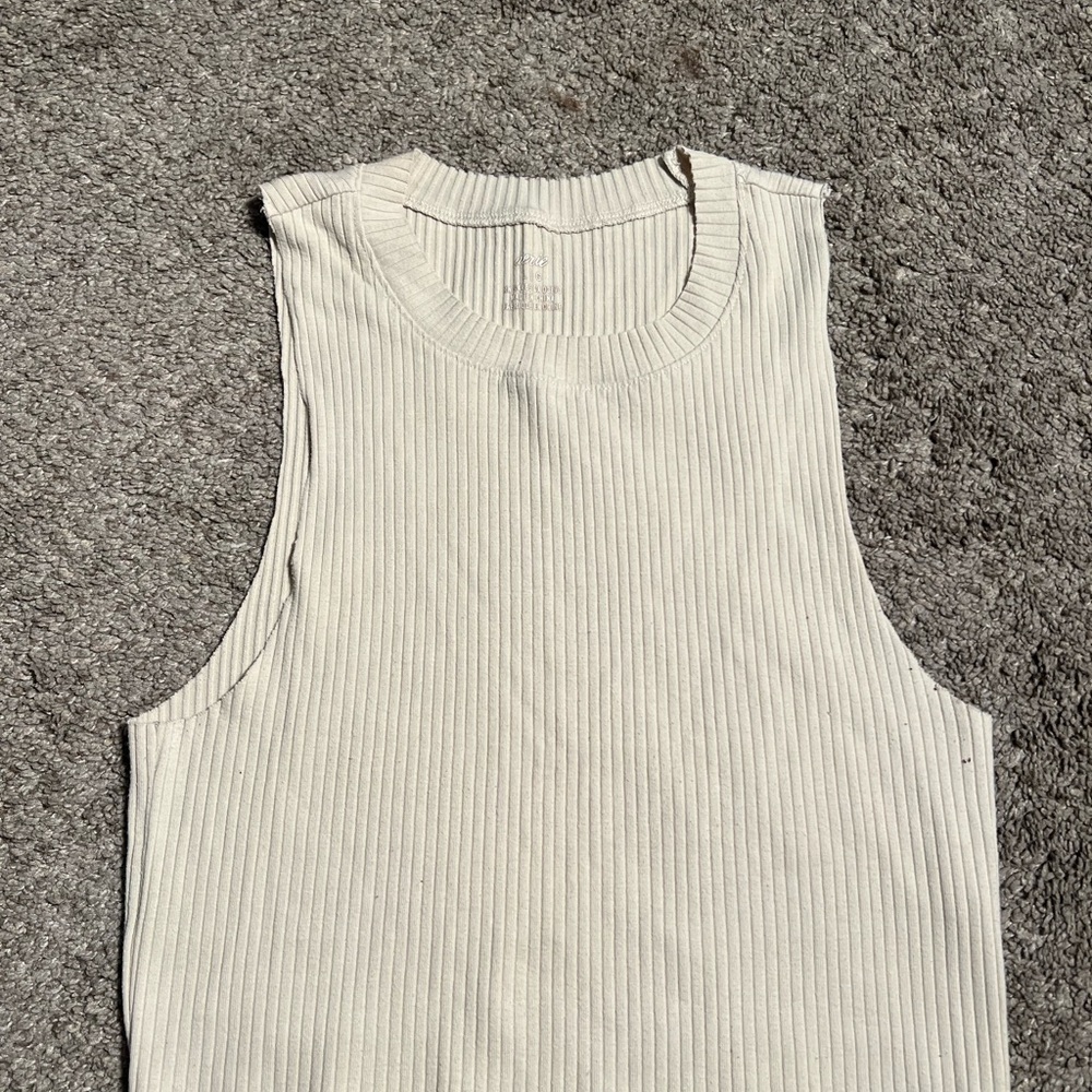 Sleeveless Ribbed Cream Top
